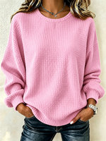 Casual Solid Crew Neck Plain Sweatshirt