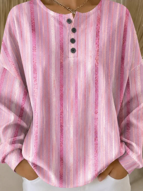 Casual Henley Collar Ombre Sweatshirt