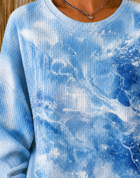Casual Random Print Crew Neck Long Sleeve Sweatshirt