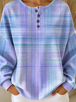 Casual Ombre Henley Collar Simple Long Sleeve Sweatshirt