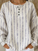 Casual Geometric Henley Collar Sweatshirt