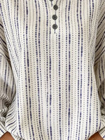 Casual Geometric Henley Collar Sweatshirt