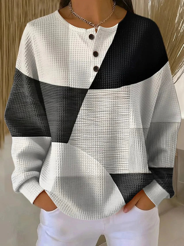 Women Geometric Abstract Casual Round Neck Long Sleeve Sweatshirt