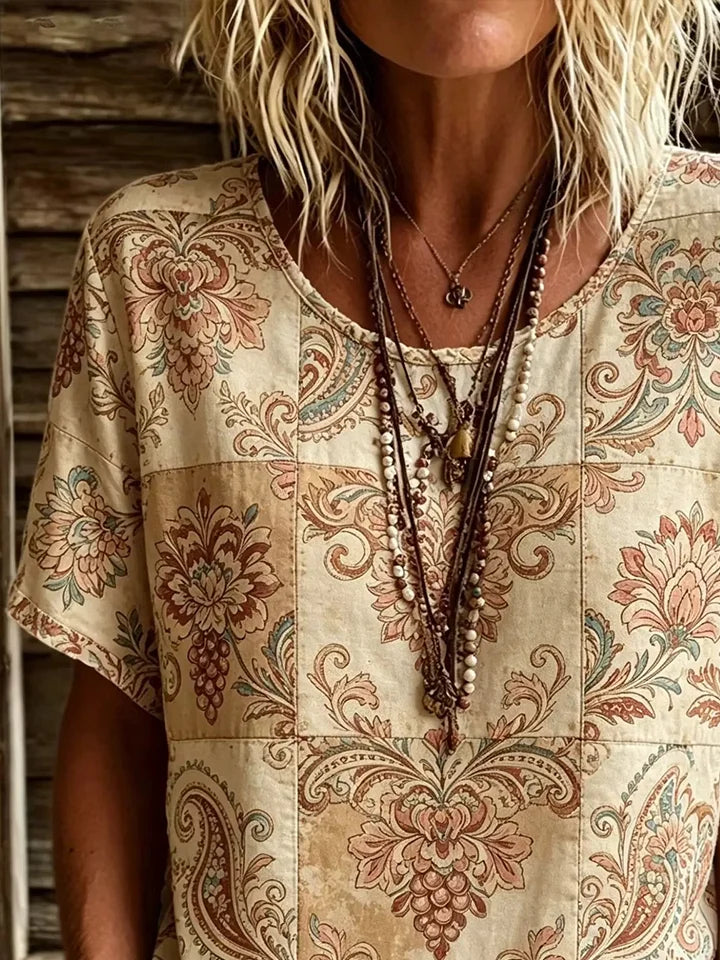 Casual Floral Crew Neck Short Sleeve T-shirt