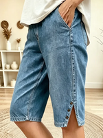Vintage Plain Natural Printing Straight Pants Shorts