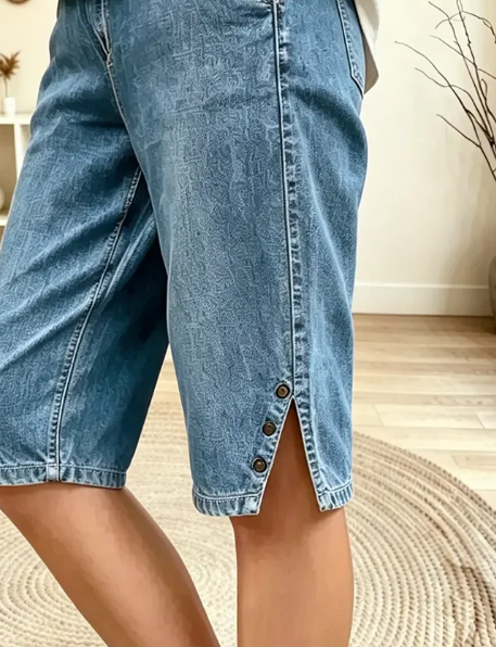 Vintage Plain Natural Printing Straight Pants Shorts