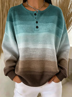 Casual Simple Ombre Henley Collar Long Sleeve Sweatshirt