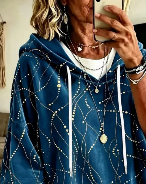 Casual Simple Abstract Graphic Hoodie Half Sleeve Hoodie