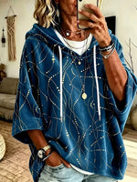 Casual Simple Abstract Graphic Hoodie Half Sleeve Hoodie