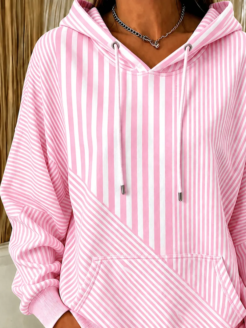 Casual Simple Striped Hoodie Long Sleeve Hoodie