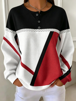 Casual Simple Abstract Crew Neck Long Sleeve Sweatshirt
