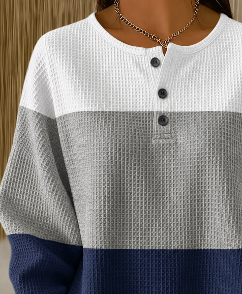 Casual Simple Abstract Henley Collar Long Sleeve Sweatshirt