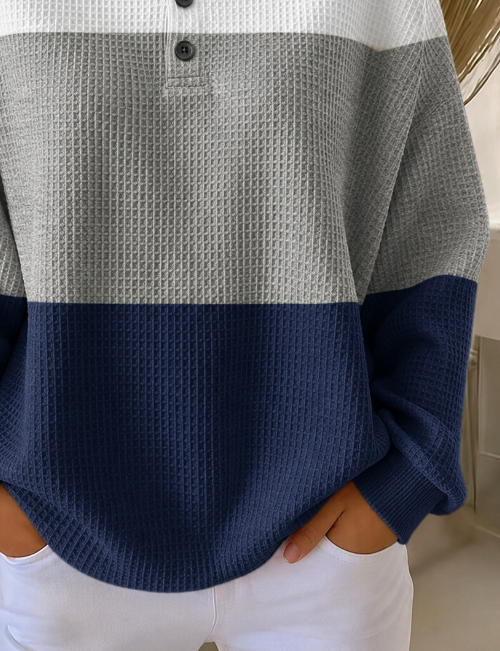Casual Simple Abstract Henley Collar Long Sleeve Sweatshirt