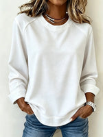 Casual Elegant Plain Crew Neck Long Sleeve Sweatshirt