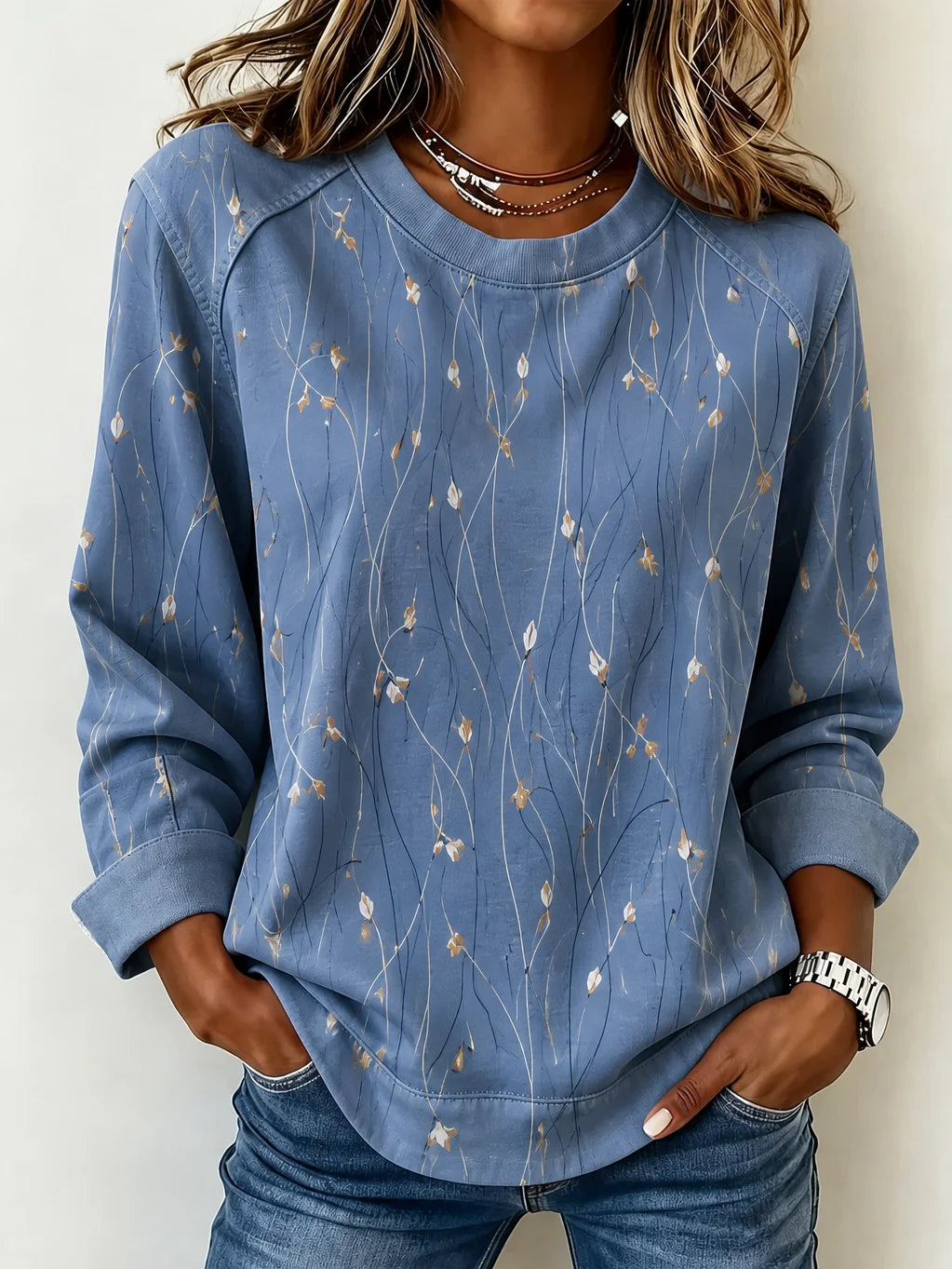 Casual Elegant Abstract Graphic Crew Neck Long Sleeve Sweatshirt