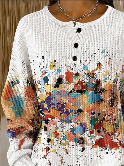 Casual Abstract Crew Neck Long Sleeve Sweatshirt