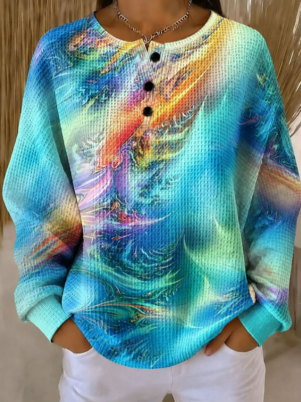 Casual Abstract Crew Neck Long Sleeve Sweatshirt