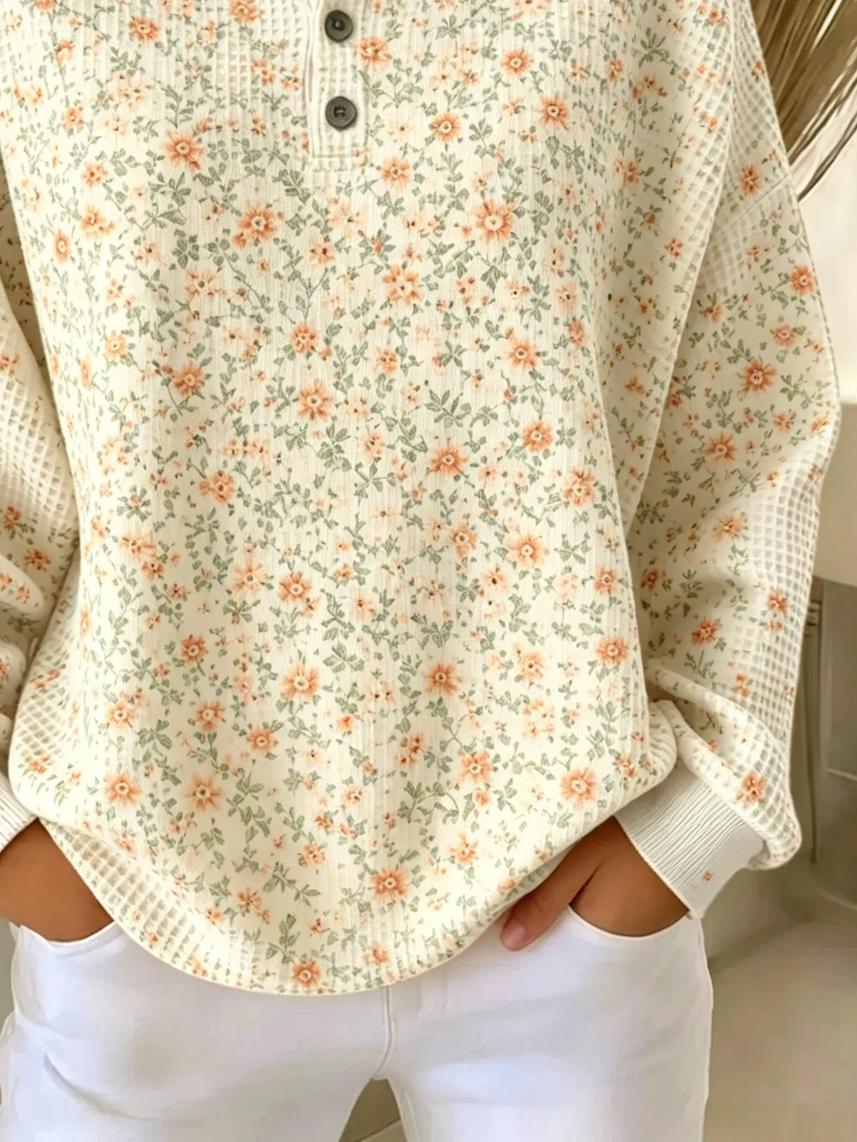 Casual Floral Crew Neck Long Sleeve Sweatshirt