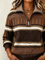 Casual Abstract Stand Collar Long Sleeve Sweatshirt