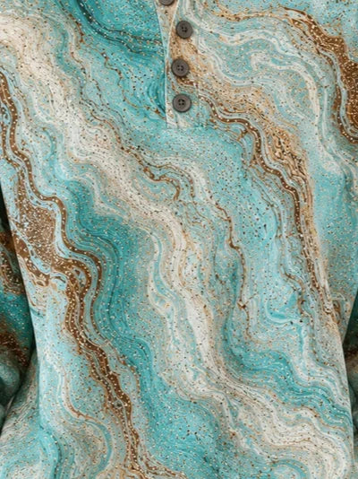 Casual Abstract Henley Collar Long Sleeve Sweatshirt