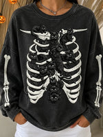 Casual Cat Crew Neck Long Sleeve Sweatshirt