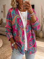 Women Spring/Fall Outerwear Casual Printing Abstract Graphic Long Sleeve Jacket