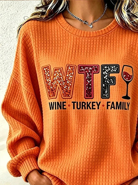 Casual Text Letters Crew Neck Long Sleeve Sweatshirt