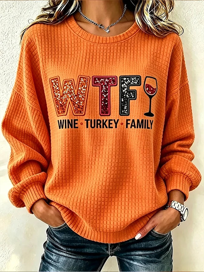 Casual Text Letters Crew Neck Long Sleeve Sweatshirt