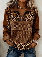 Casual Abstract Half Open Collar Long Sleeve Sweatshirt