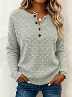 Casual Simple Geometric Henley Collar Long Sleeve T-shirt