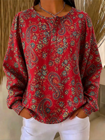 Casual Paisley Crew Neck Long Sleeve Sweatshirt
