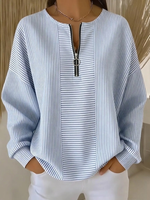 Casual Vintage Crew Neck Striped Sweatshirt