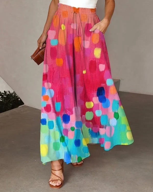 Color Block Loose Drawstring Lounge Pants