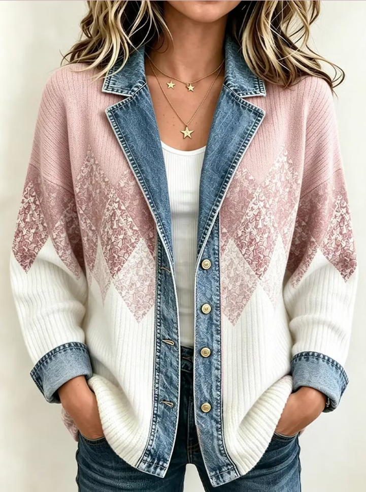 Women's Daily Casual Printed Collar Cardigan