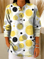 Women's Vintage Geometry Pattern Art Print Casual Cotton Shirt