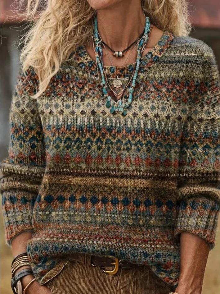 Women Ethnic Long Sleeve Comfy Casual Printing Sweater