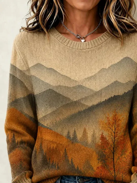 Women Tree Long Sleeve Comfy Casual Printing Sweater