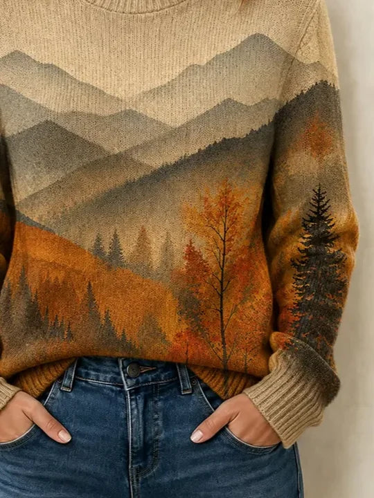 Women Tree Long Sleeve Comfy Casual Printing Sweater