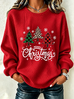 Casual Christmas Crew Neck Long Sleeve Sweatshirt