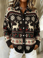 Casual Printing Christmas Tree Knit Top