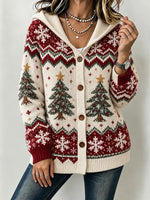 Women Geometric Long Sleeve Casual Comfy Vintage Cardigan