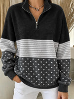 Casual Geometric Stand Collar Long Sleeve Sweatshirt