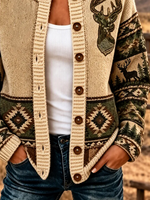 Women Wild West Casual Long Sleeve Comfy Vintage Printing Cardigan