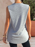 Grey Lace Stitching Button Tank Top