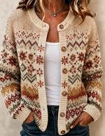 Women Casual Abstract Long Sleeve Comfy Vintage Printing Cardigan