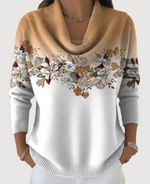 Cozy Soft Cowl Neck Floral Sweater