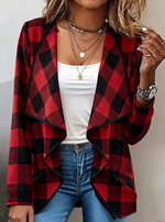 Women's Casual Contrast Color Plaid Daily Cardigan