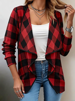 Women's Casual Contrast Color Plaid Daily Cardigan
