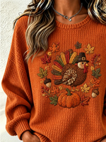 Casual Turkey Maple leaf Printing Sweatshirt