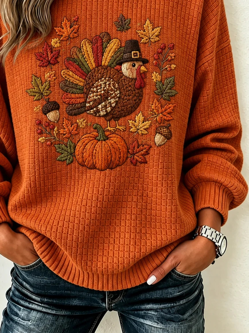Casual Turkey Maple leaf Printing Sweatshirt